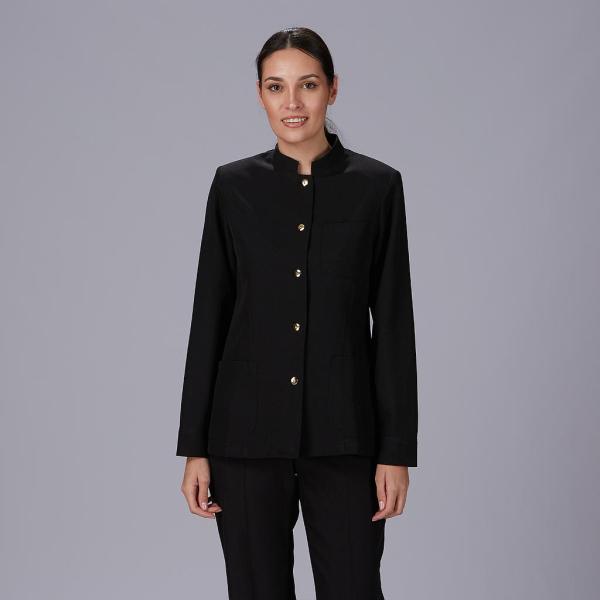 CHAQUETA MUJER MAO NEGRA BOTON DORADO