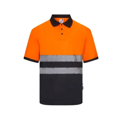 Polo poliéster reciclado bicolor manga corta cinta segmentada - 305533