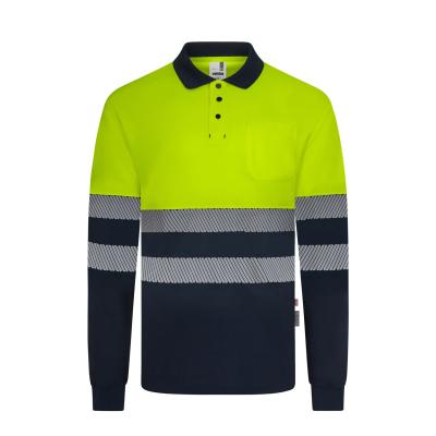 Polo poliéster reciclado bicolor manga larga cinta segmentada - 305535