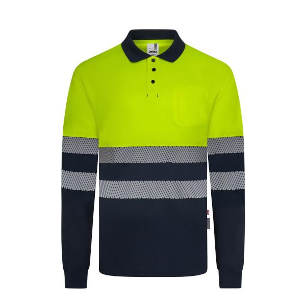 Polo poliéster reciclado bicolor manga larga cinta segmentada - 305535