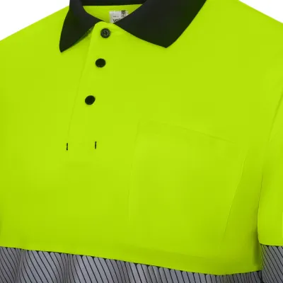 Polo poliéster reciclado bicolor manga larga cinta segmentada - 305535