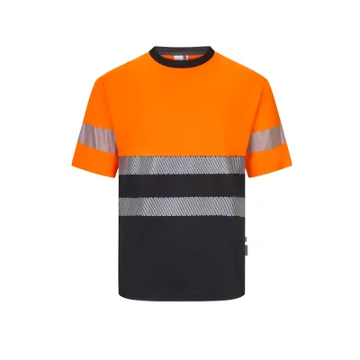 Camiseta poliéster reciclado bicolor manga corta cinta segmentada - 305633