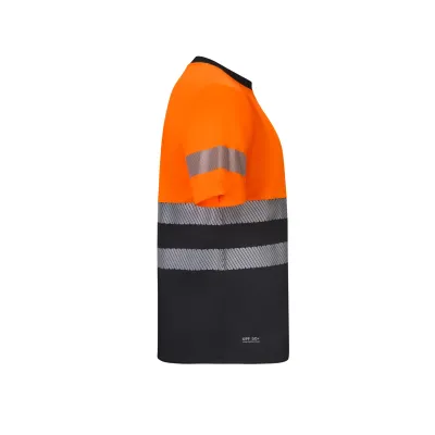 Camiseta poliéster reciclado bicolor manga corta cinta segmentada - 305633