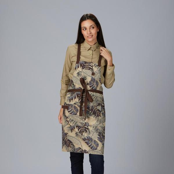 DELANTAL PETO ESTAMPADO FLORES 88X74 CM