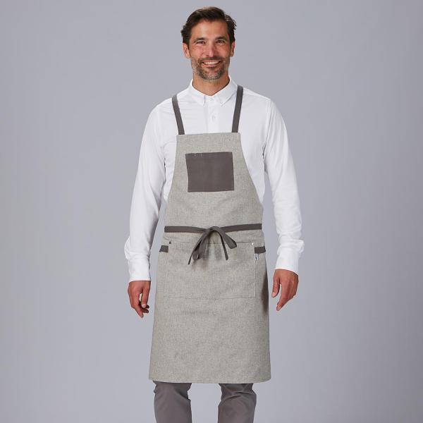 DELANTAL PETO BOLSILLO Y CINTAS COMBINADAS 88X74 CM