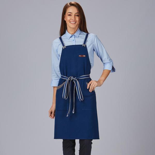 DELANTAL PETO BICOLOR CINTA RAYAS 86X74 CM