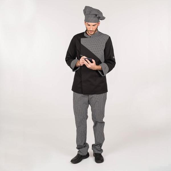 PANTALON UNISEX GOMA+CORDON CUADRO LUTOS BLANCO Y NEGRO