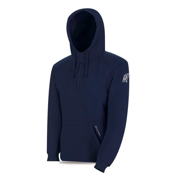 udadera azul marino poliéster/algodón con capucha. 280 gr.