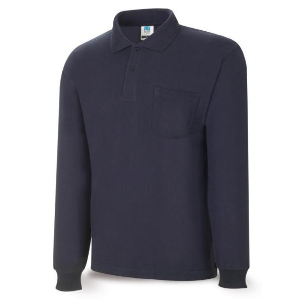 Polo BAIC azul marino 100% algodón. 200 gr. anga larga