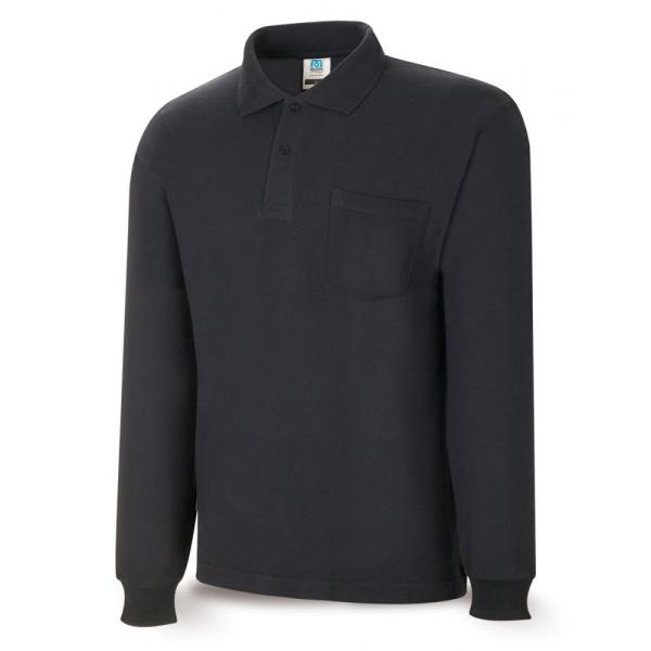 Polo BAIC negro 100% algodón. 200 gr. anga larga