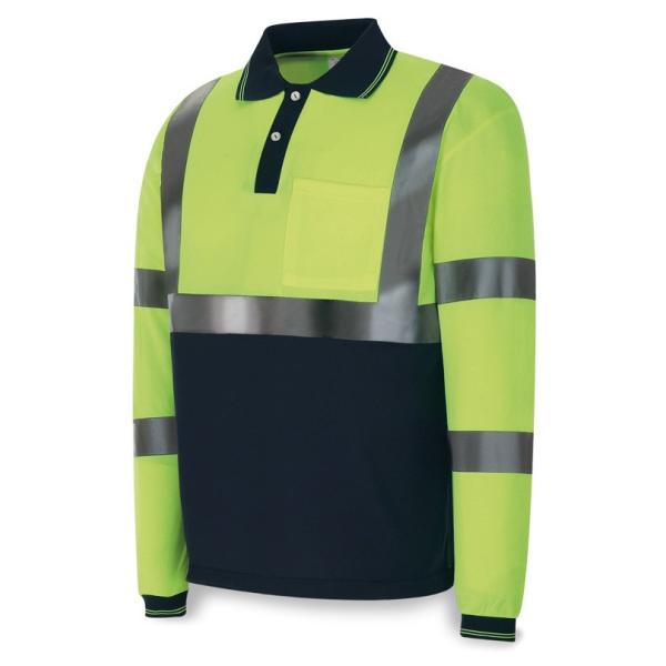 Polo Alta visibilidad amarillo/azul marino poliéster 160 gr.
