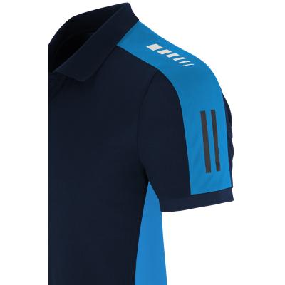 Polo "TÉCNICO" azul marino costado azulina poliéster 150 gr.