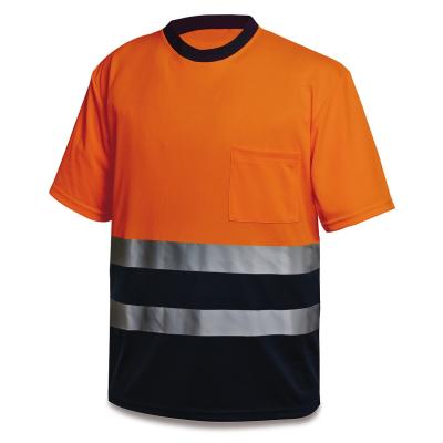 Camiseta Alta Visibilidad poliéster naranja/azul marino 150 gr.