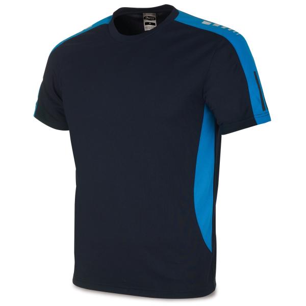 Camiseta "TÉCNICA" azul marino costado azulina poliéster 150 gr.