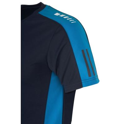 Camiseta "TÉCNICA" azul marino costado azulina poliéster 150 gr.