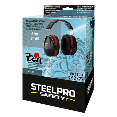 Orejera TEEPRO® serie ZEN Negra para protección auditiva con alta atenuación.