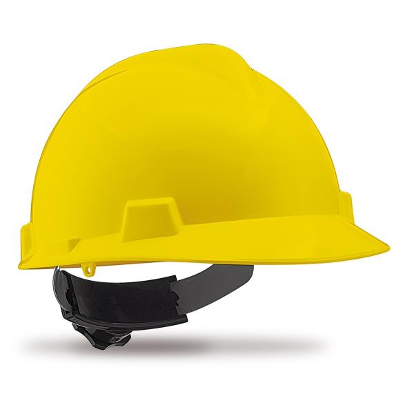 od. "ROER". Casco de protección cierre ruleta y arnés textil. Color Amarillo.