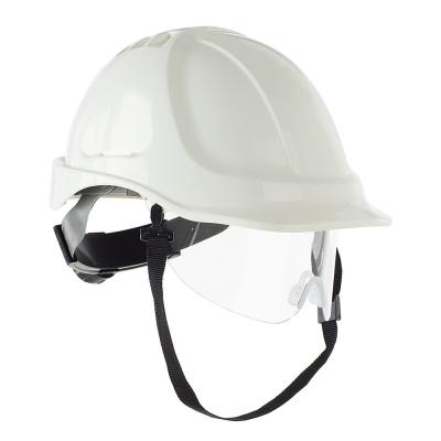 od. "VIION". Casco de protección para la industria eléctricamente aislante con visor retráctil cierre ruleta.