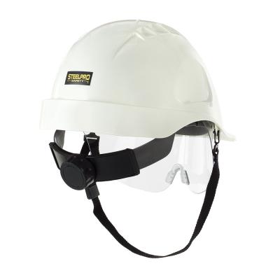 od. "VIION". Casco de protección para la industria eléctricamente aislante con visor retráctil cierre ruleta.