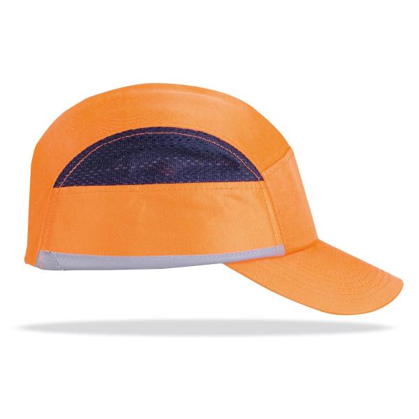 od. “BUPER PRO”. Gorra de protección anti golpes con rejillas de ventilación lateral. Color Naranja Alta Visibilidad con bandas 