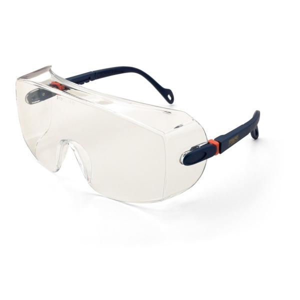 od. "CARENCE". Gafa tipo visita/cubre-gafas de ocular panorámico, con patillas regulables en longitud y ocular pivotante.