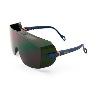 od. "CARENCE". Gafa tipo visita/cubre-gafas de ocular panorámico, con patillas regulables en longitud y ocular pivotante.