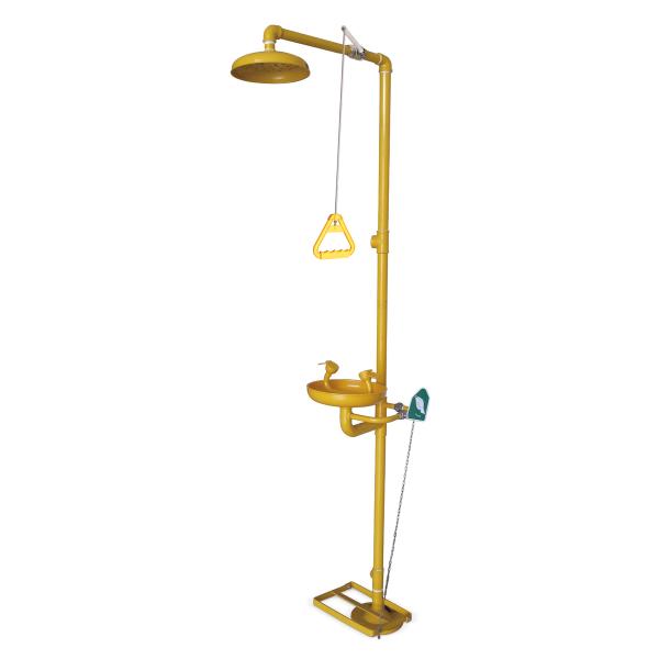 Ducha-lavaojos de acero galvanizado.