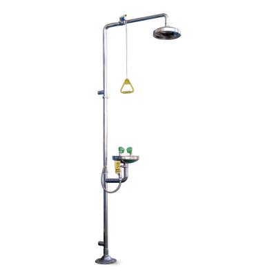 Ducha-lavaojos de acero inoxidable.