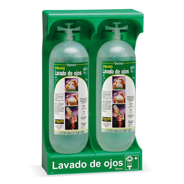 Estación dos botellas de un litro. Tobin Eyewash.