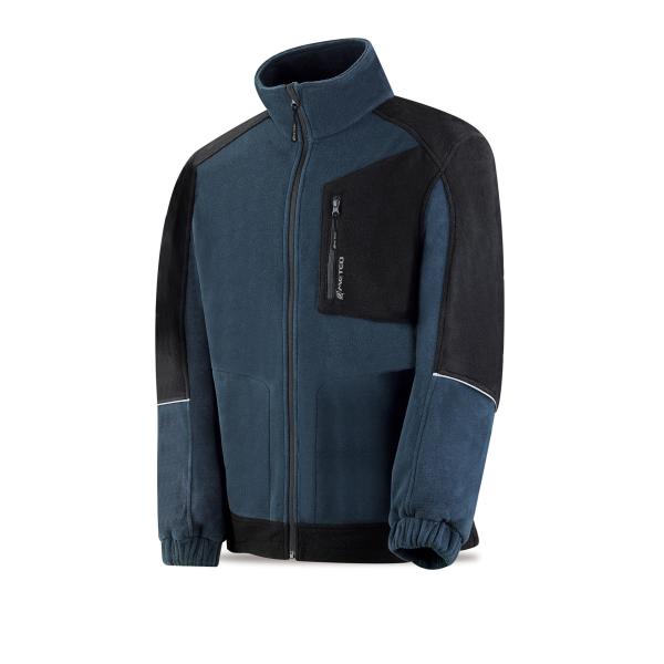 Chaqueta polar modelo VIRACOCHA. Azul arino/Negro 325 gr.