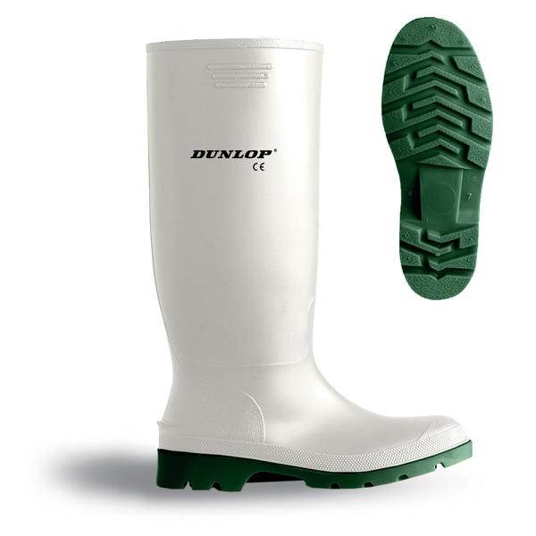 Bota de agua blanca PVC/Nitrilo caña alta. Dunlop 380. 35