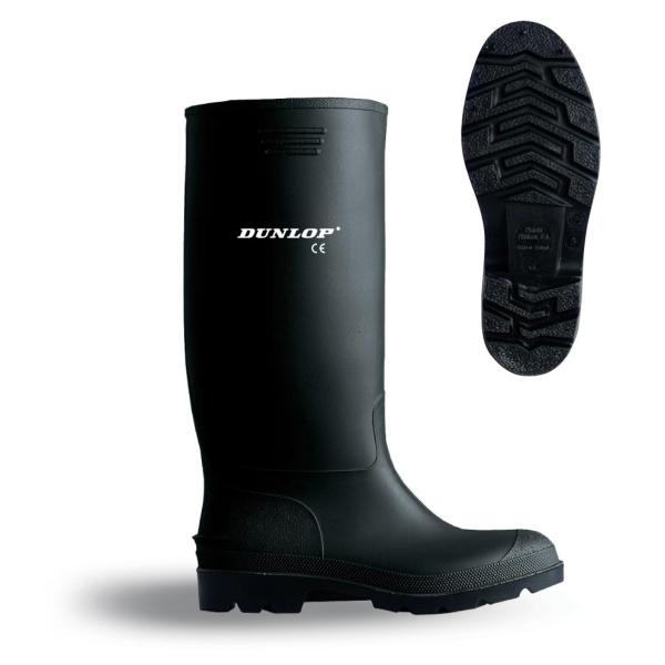 Bota de agua PVC caña alta negra. Dunlop 380. 35