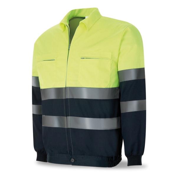 Chaqueta bicolor de alta visibilidad poliéster/algodón 200 g. 48