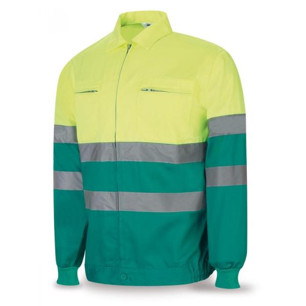 Chaqueta bicolor de alta visibilidad poliéster/algodón 200 g. 48