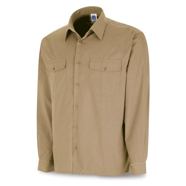 Camisa beige poliéster/algodón 95 gr. anga larga 3738