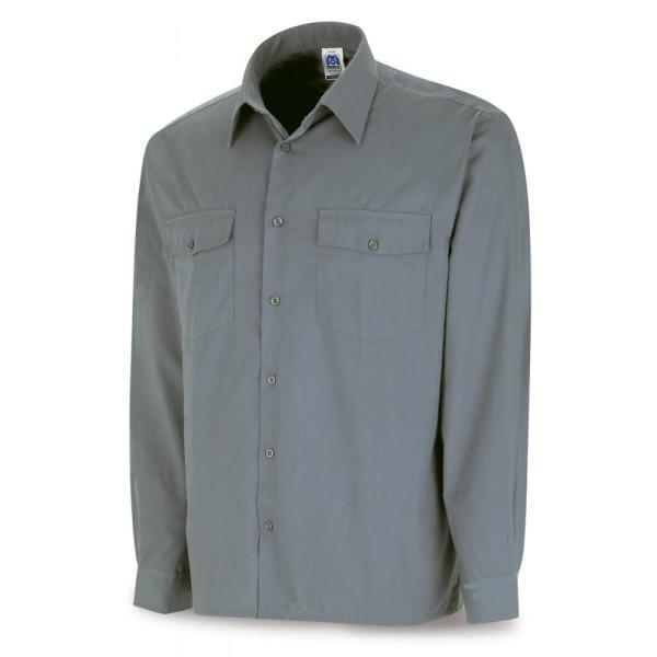 Camisa gris poliéster/algodón 95 gr. anga larga 3738