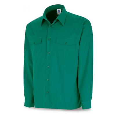 Camisa verde poliéster/algodón 95 gr. anga larga 3738