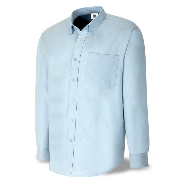 Camisa azul celeste tejido Oxford 100% algodón. anga larga