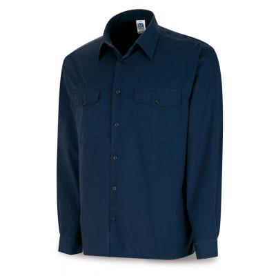 Camisa azul marino algodón 125 gr. anga larga 3738