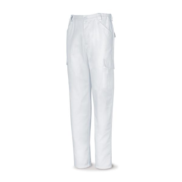 Pantalón blanco poliéster/algodón 200 g. ultibolsillos. 38