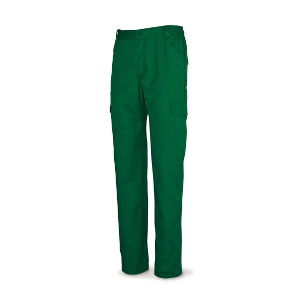 Pantalón verde poliéster/algodón 200 g. ultibolsillos. 38