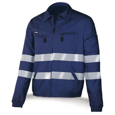 Chaqueta azul marino algodón con bandas reflectantes 245 g. 48