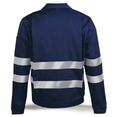 Chaqueta azul marino algodón con bandas reflectantes 245 g. 48