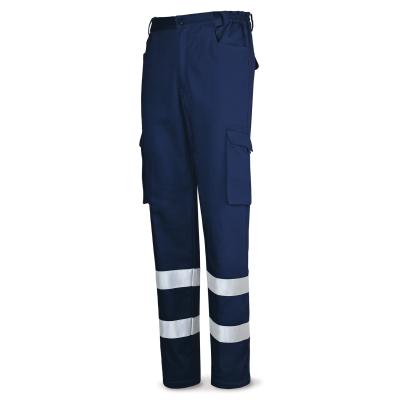 Pantalón azul marino algodón con bandas reflectantes 245 g. 38