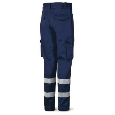 Pantalón azul marino algodón con bandas reflectantes 245 g. 38