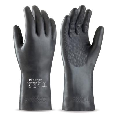 Guante de neopreno negro para riesgos mecánicos, químicos y microorganismos. 8