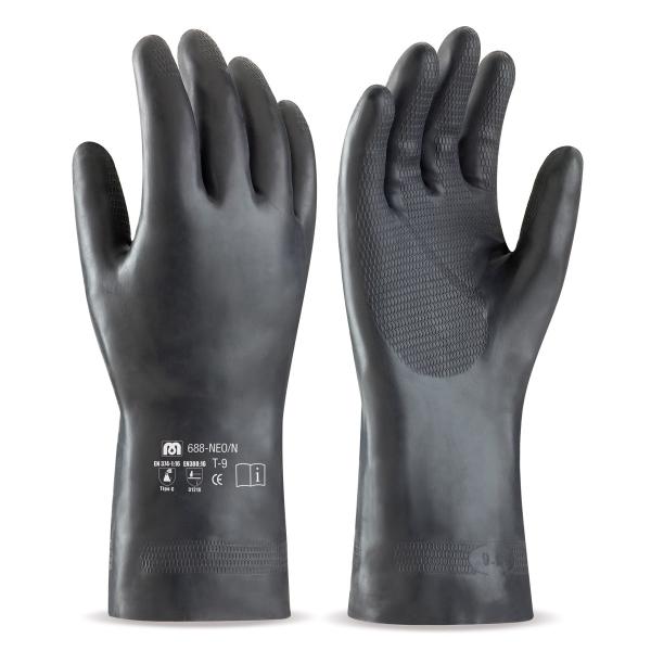 Guante de neopreno negro para riesgos mecánicos, químicos y microorganismos. 8