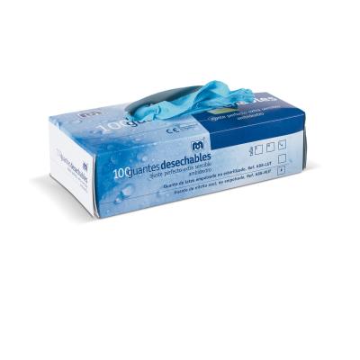 Guante de nitrilo azul.