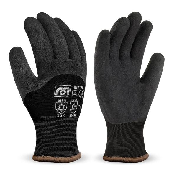 Guante de poliéster negro con recubrimiento de látex negro. 7