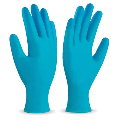 Guante de vinilo azul.